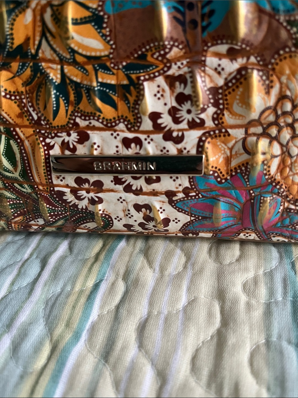 Brahmin Duxbury Satchel Leather Tote Bag - Patterned Women's Handbag - Picture 4 of 9
